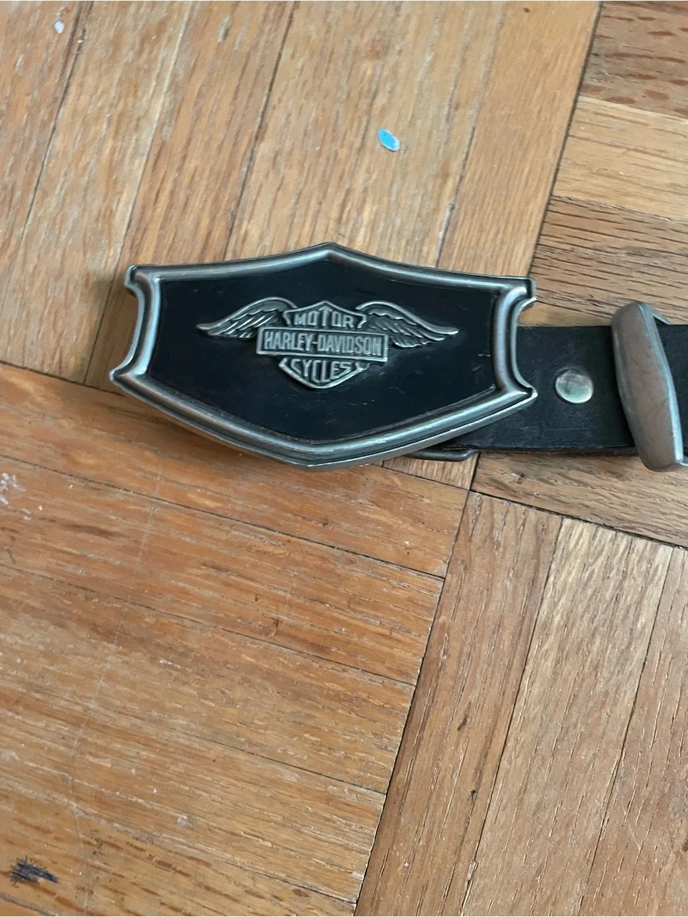 Harley Davidson Motorcycle Belt Men's Cowhide Leather Buckle & 3 plaques Read